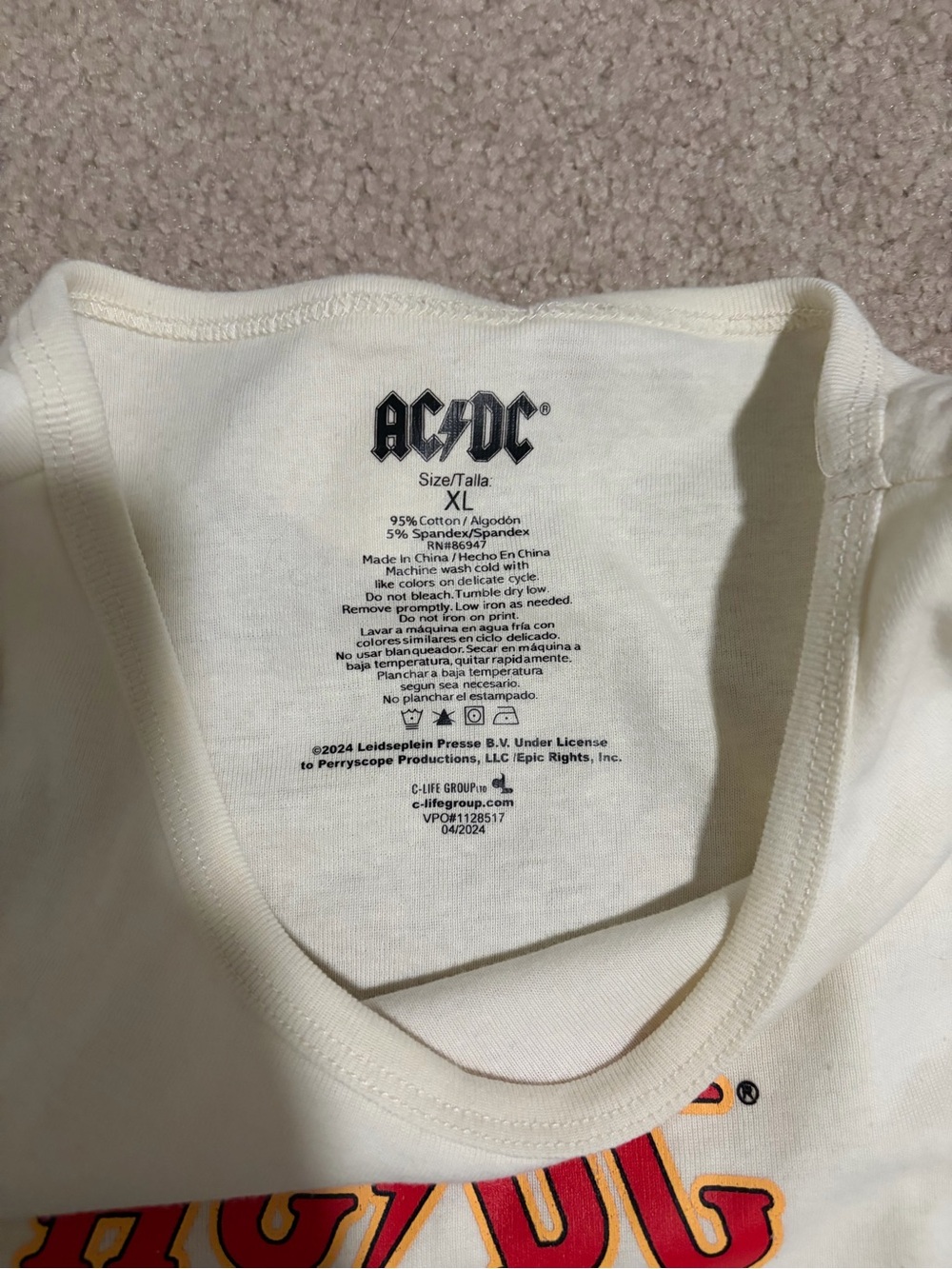 AC/DC White Tank with Red and Yellow Graphic - Picture 2 of 2
